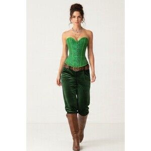 Kimring Green Floral Jacquard Corset Top Whimsigoth Fairy Goth Renaissance Sz M